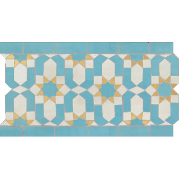 Mosaic House Moroccan tile Dazzle BV 1-13-14 White Light Turquoise Natural, Unglazed, Terracotta  zellige, mosaic, zellij, border, glaze, intricate, classic 